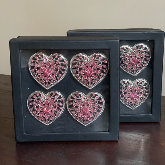 Pink Jeweled heart napkin rings - Picture 1 of 4
